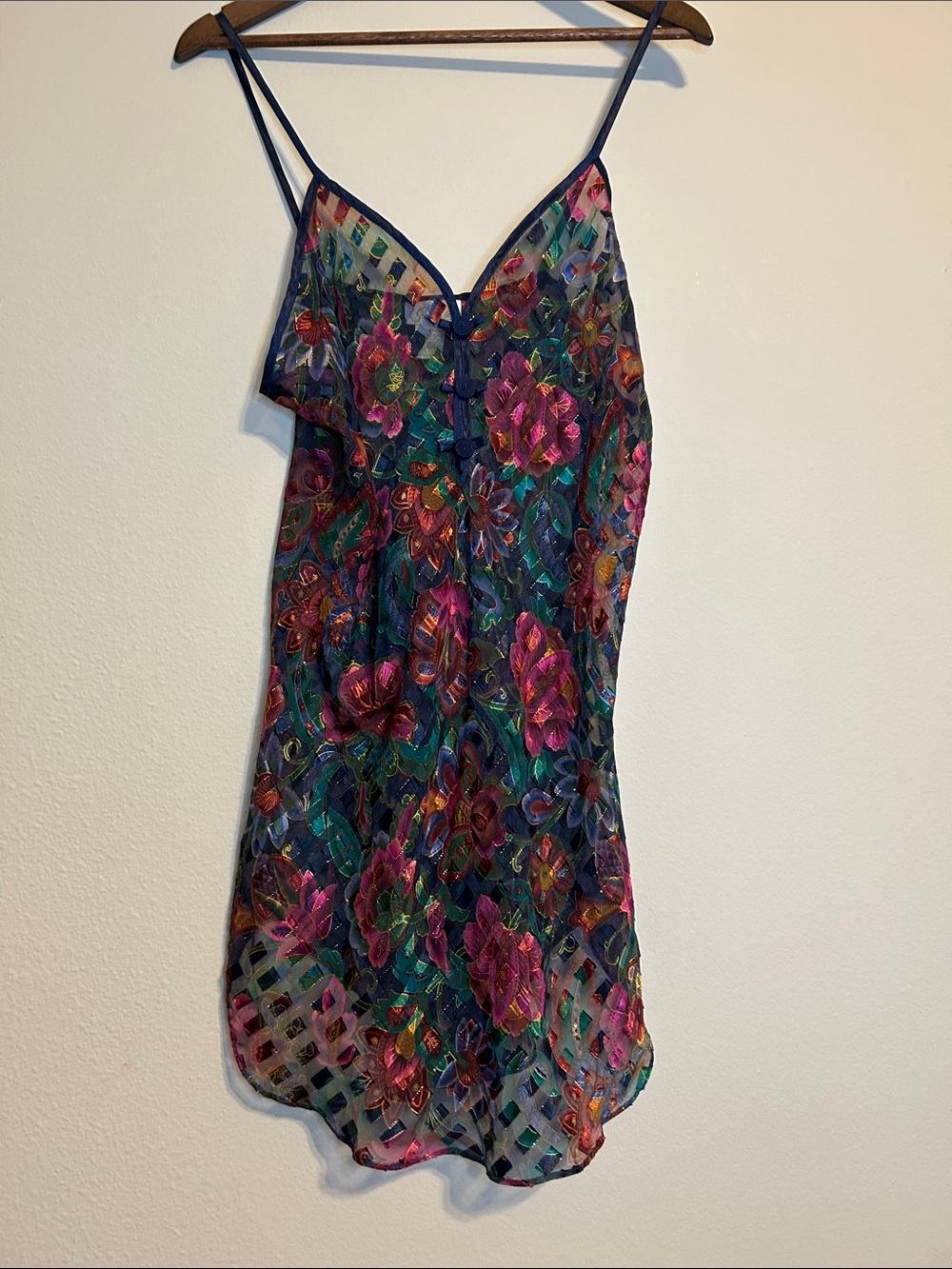 Vintage Inner Most Sheer Floral Slip Dress | Multicolor Large